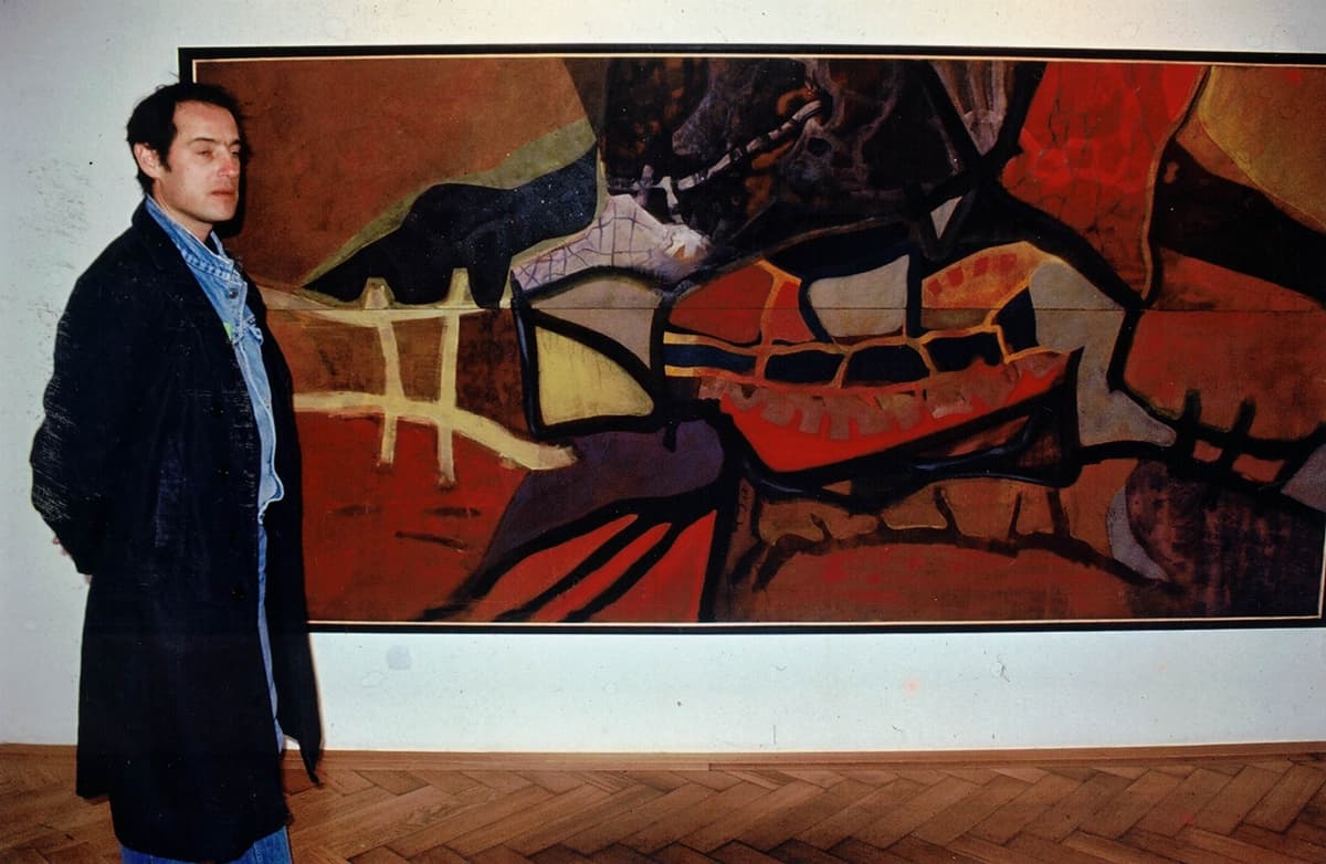 Daniel Nagel bei der Ausstellung Lava Strom, 1989