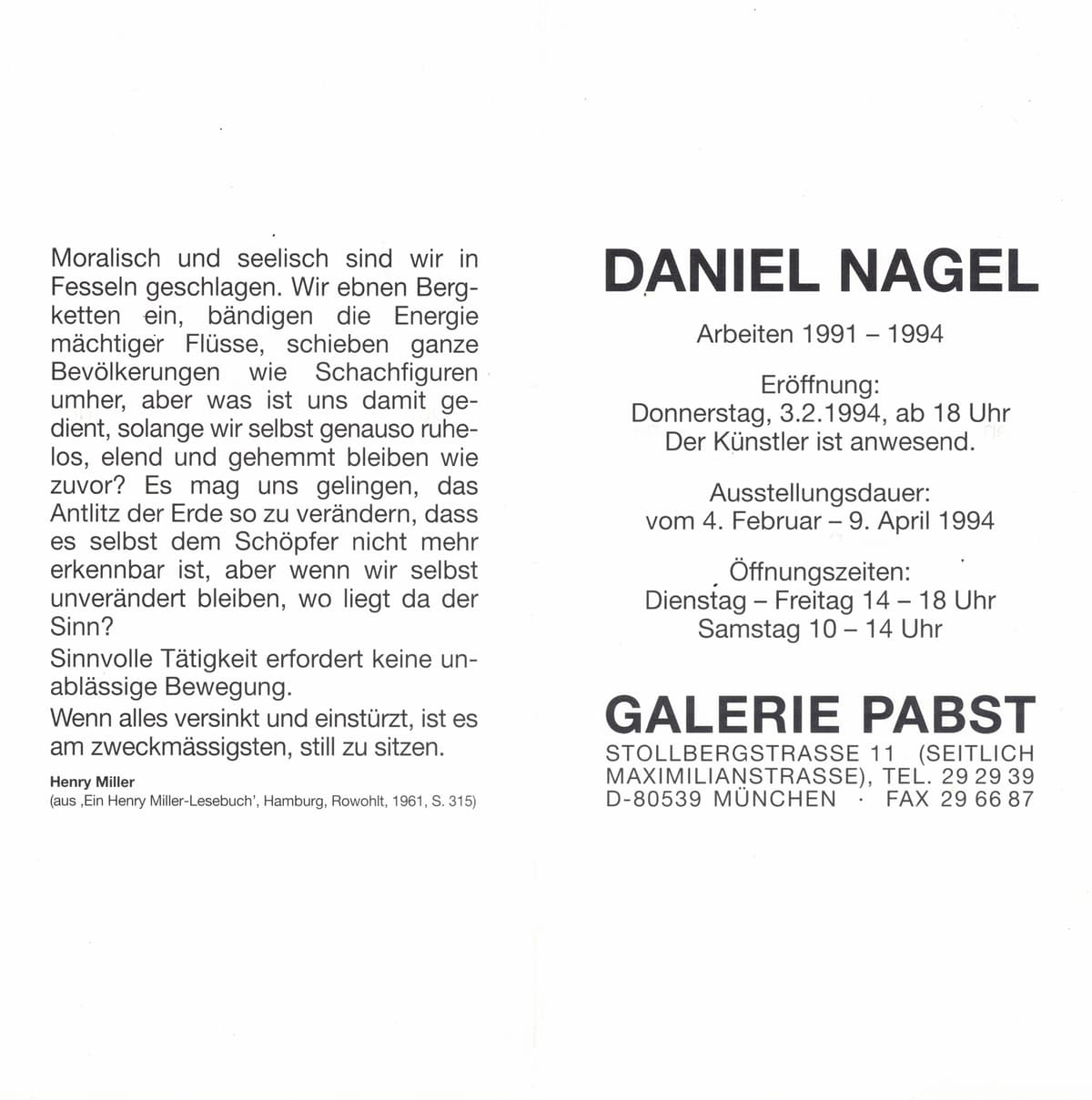 Ausstellungsansicht Galerie Pabst – Foto: Dirk Reinartz