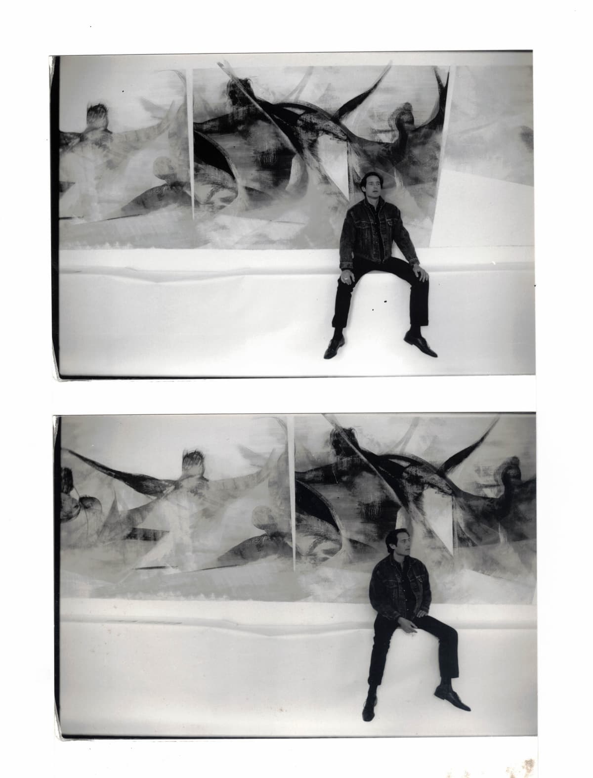 Daniel Nagel bei der Arbeit am Wandbild, 1994