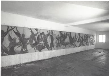 Atelier Marnbach, 1994 – Einladungskarte für das große Wandbild in der Orangerie im Englischen Garten, München – Foto: Dirk Reinartz