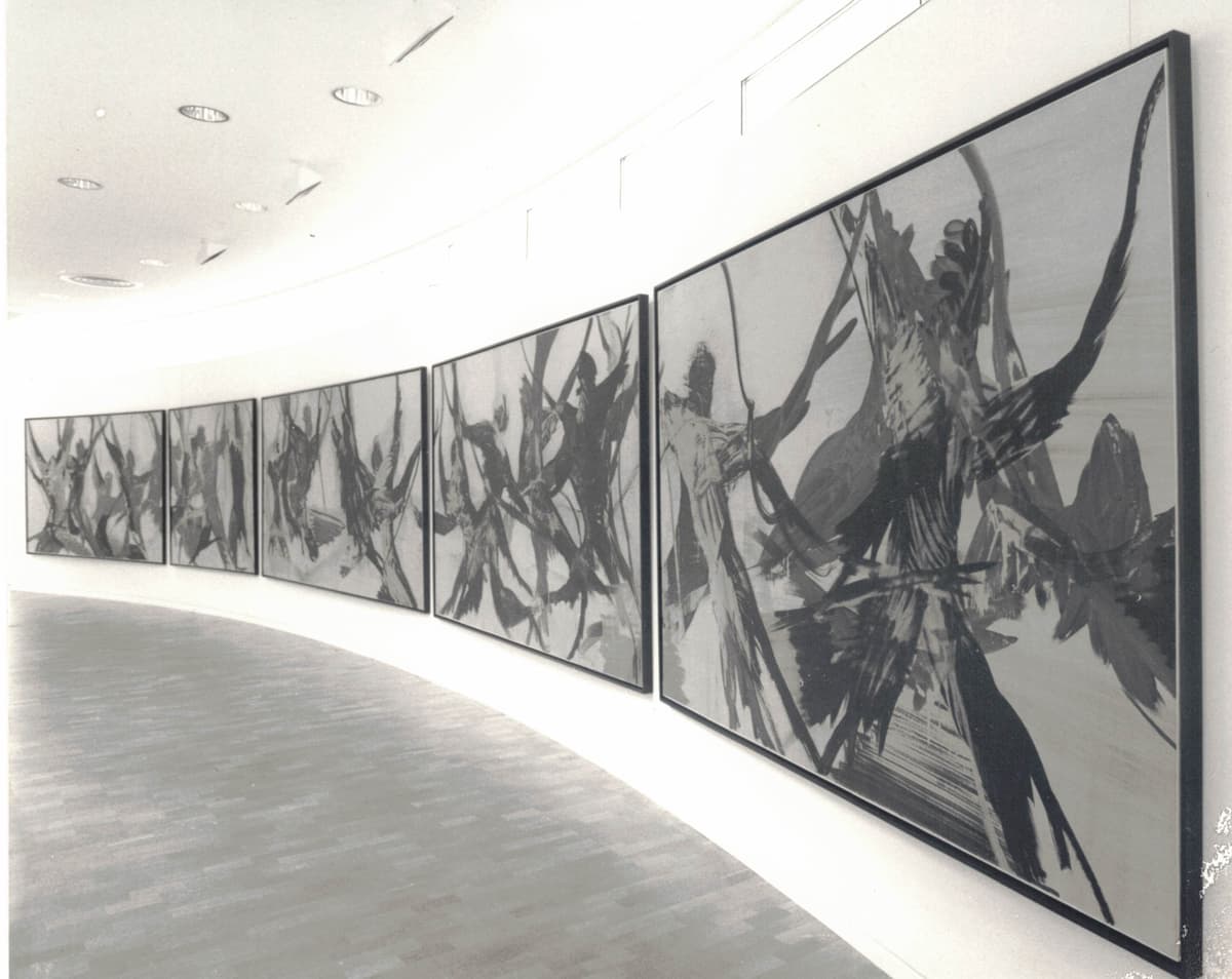 Schlachtenbild (Ausschnitt rechts), 5-teilig, 150 x 1245 cm, Pigment auf Papier auf Leinwand, 1993