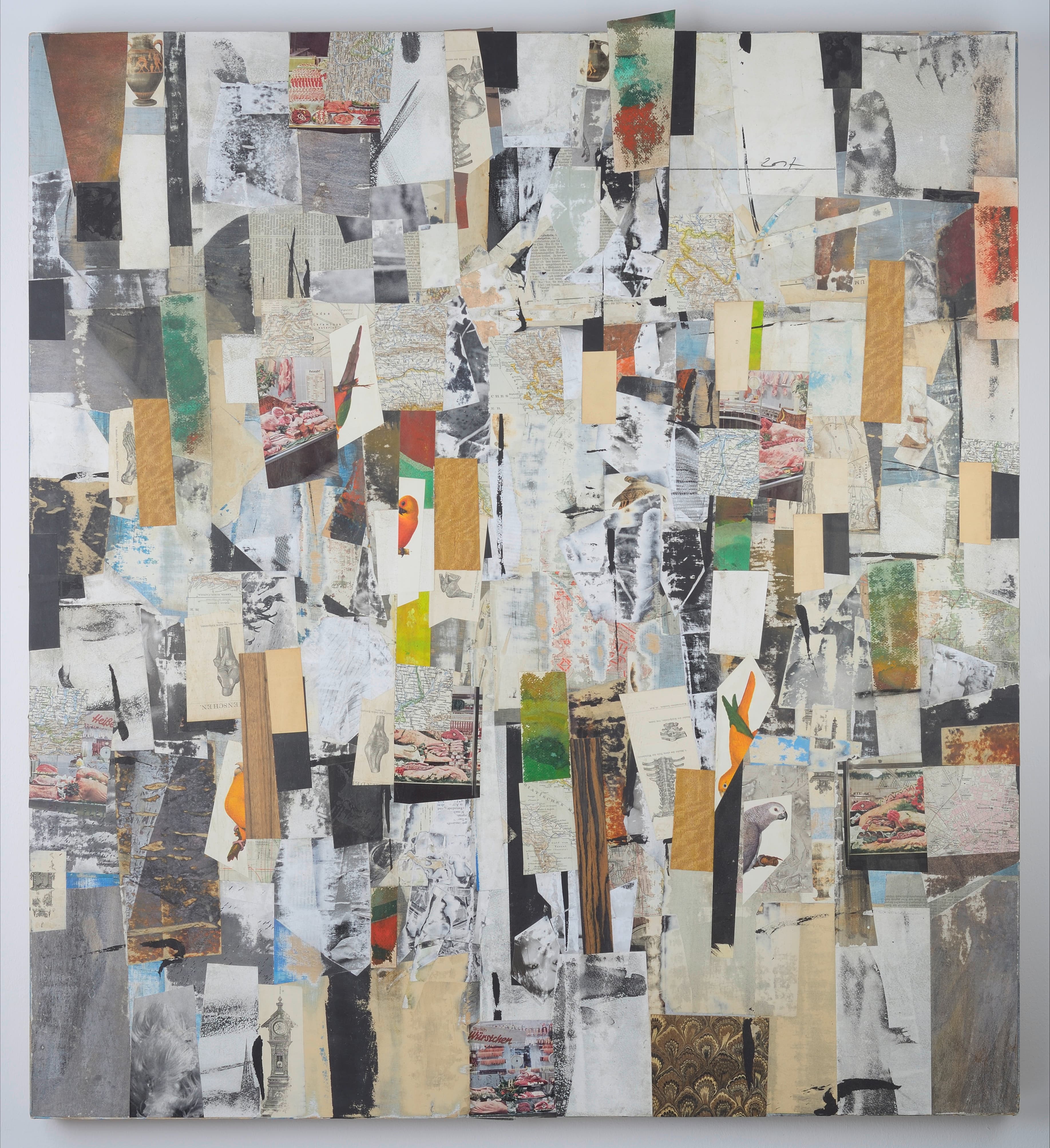 Collage Papier auf Holz